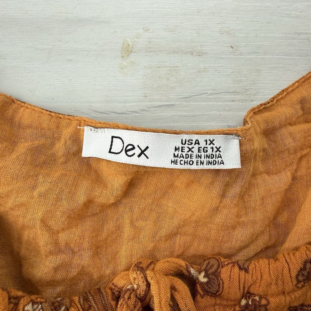 Dex Floral Sleeveless Tiered Maxi Dress Womens Size 1X Boho Earthy Lined Pockets - Picture 3 of 11